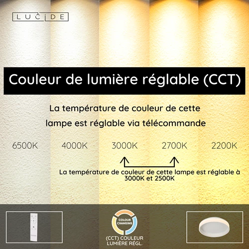 Lucide ESTREJA - Plafonnier - Ø 40 cm - LED 3 StepDim - CCT - 2500K/3000K - Blanc - USP